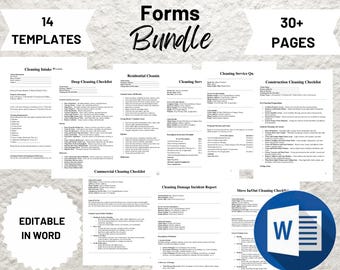 Cleaning Service Forms Bundle: Editable Business Templates (Digital Download)