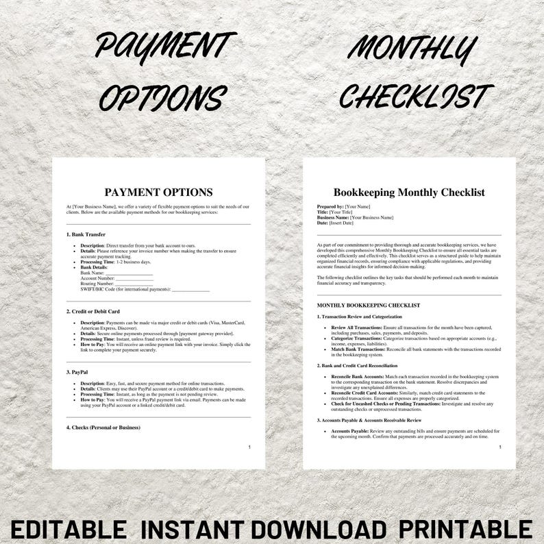 Bookkeeping Service Contract, Freelance Bookkeeper Client Intake Form ...