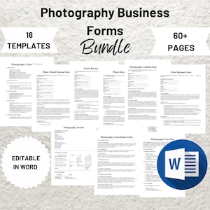 Photography Contract Template Bundle: Editable Business Forms (PDF, Word)