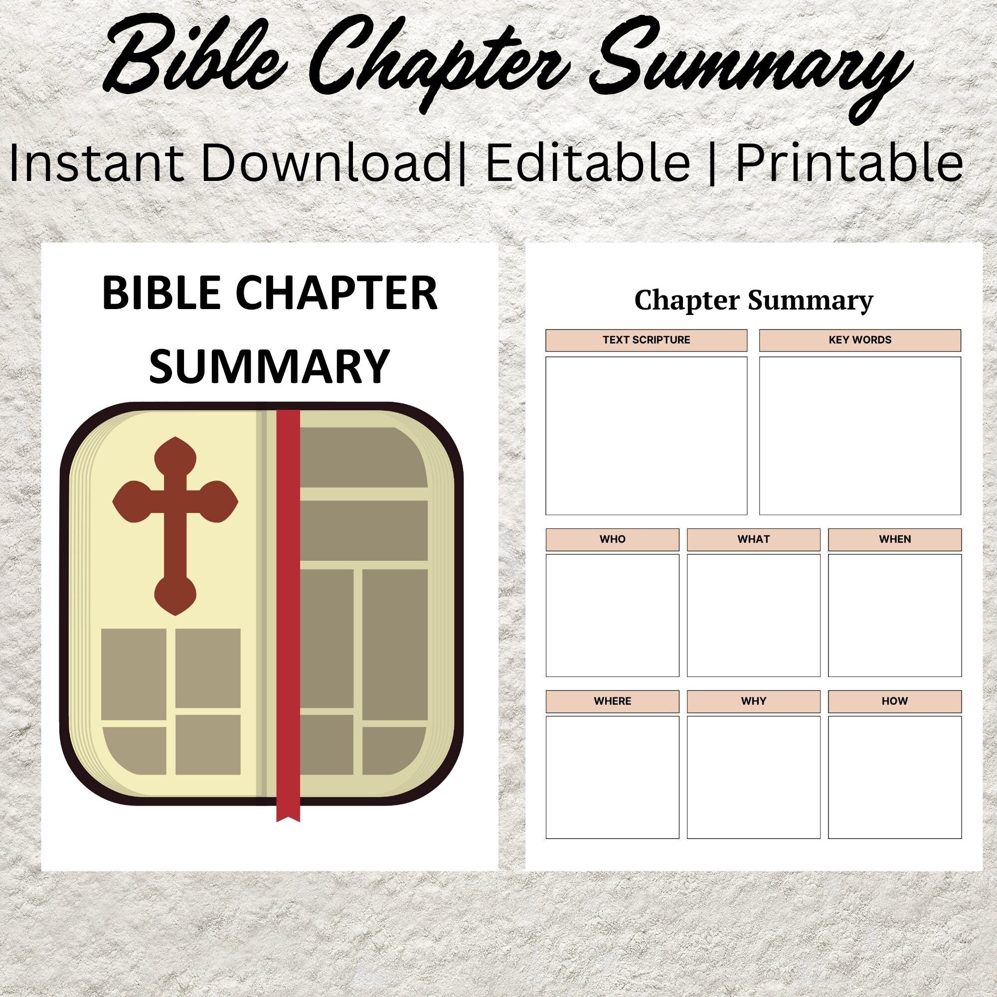 Bible Chapter Summary Template | Printable Study Guide (digital ...