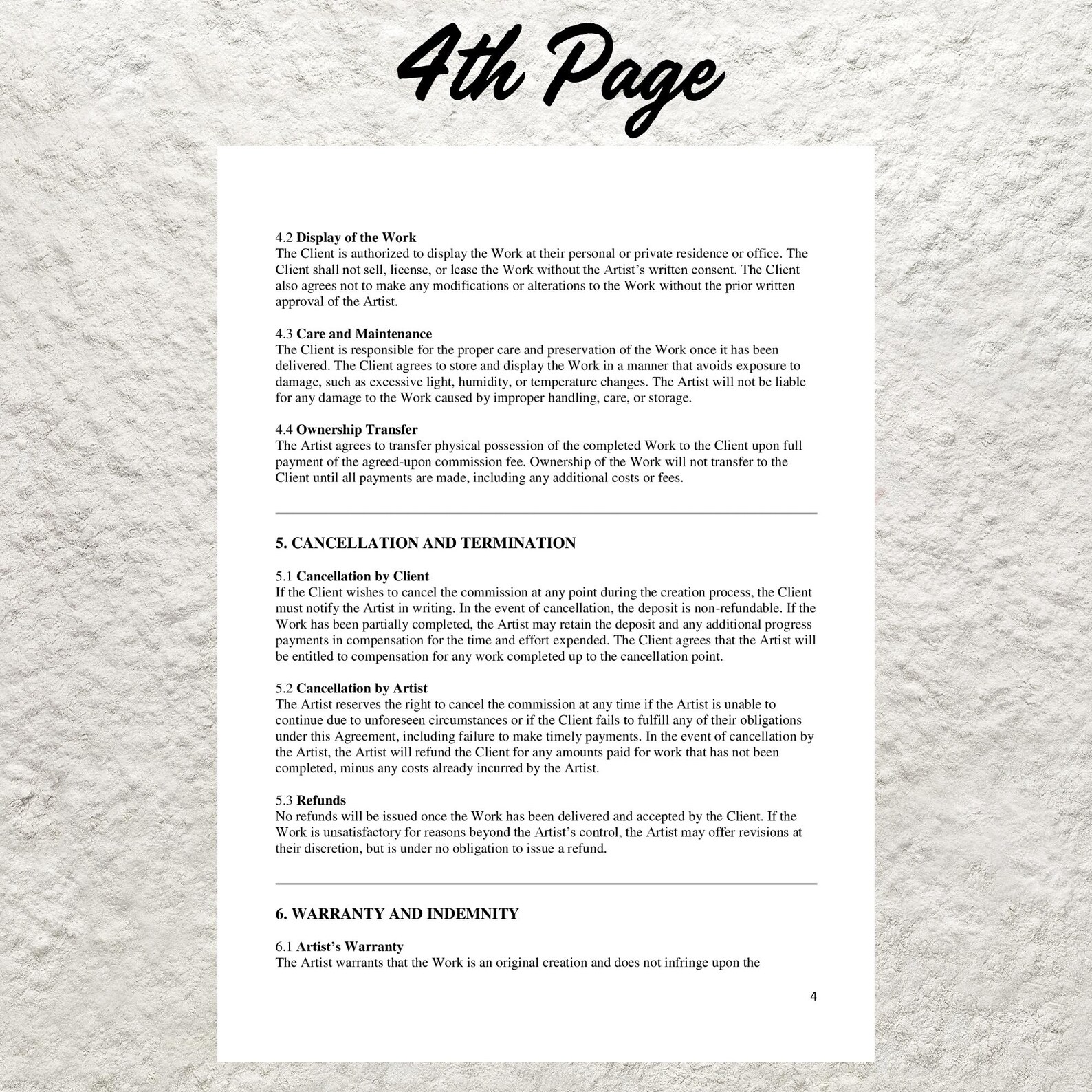 Artist Commission Contract Template Editable Service Agreement (pdf