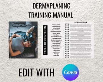 Dermaplaning Printable Manual Template Training Facial Canva Editable Course Ebook Tutorial Lesson Trainer Educator Class Learn Guide