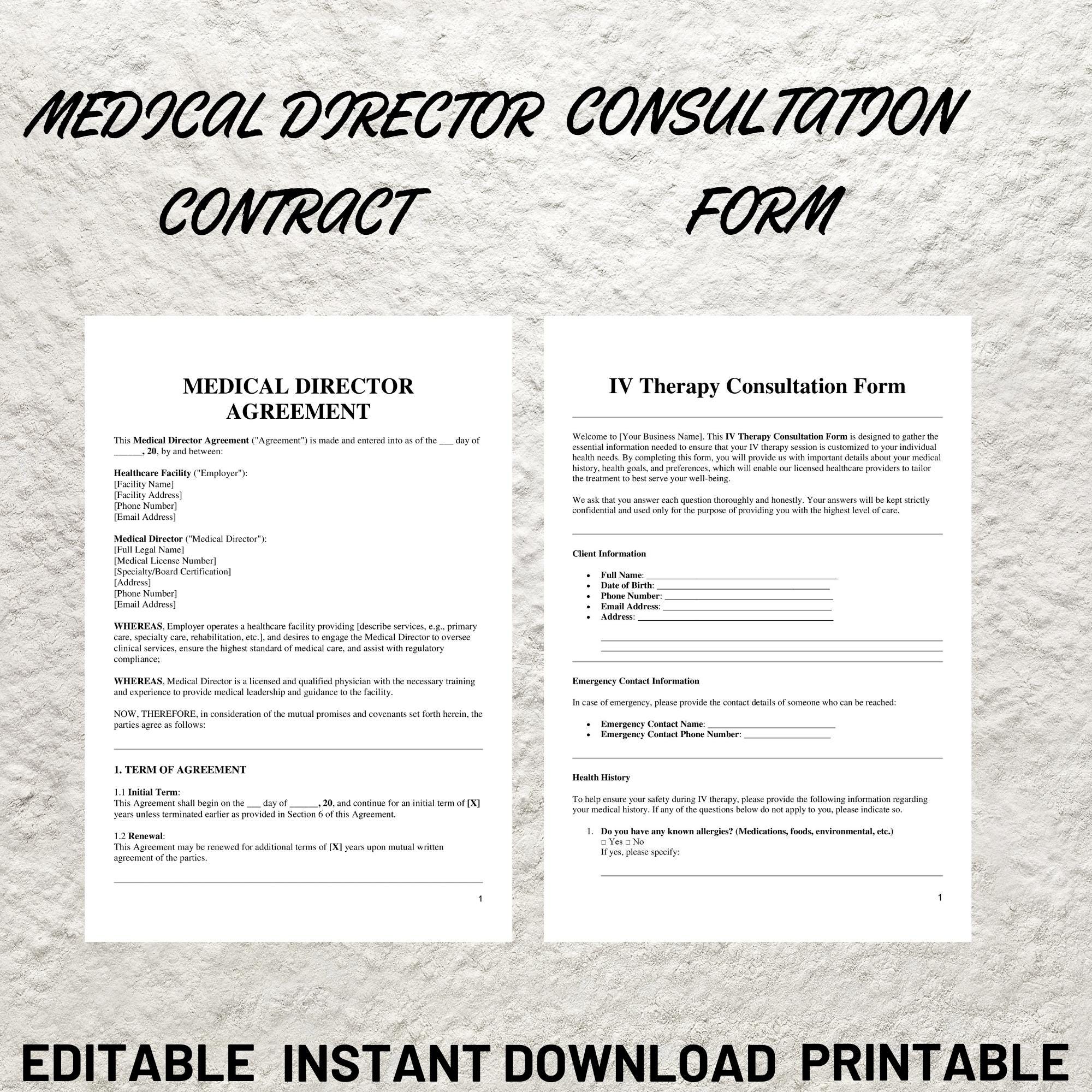 IV Therapy Forms Template Bundle: Editable Intake & Consent Forms ...