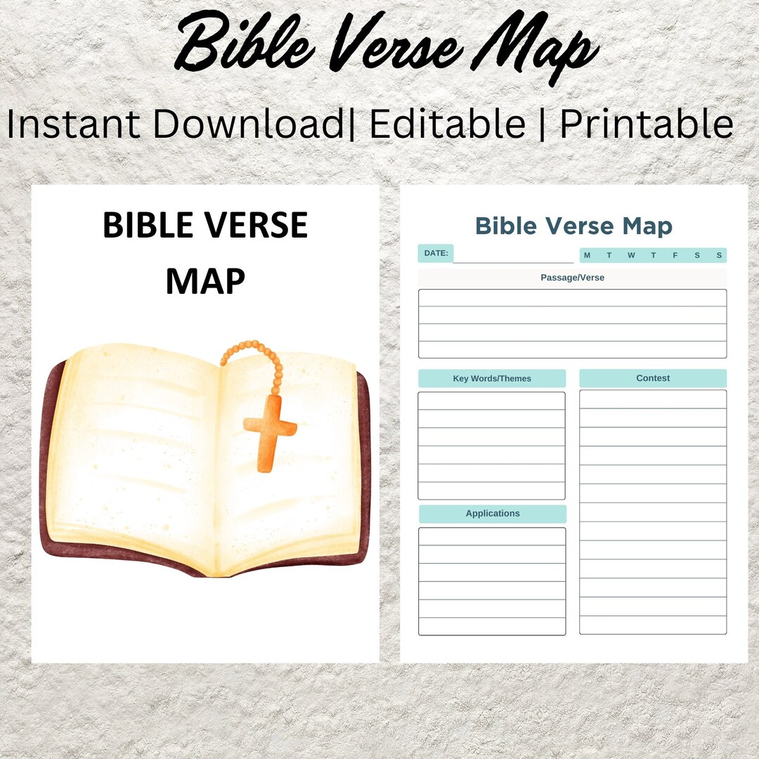 Bible Verse Map Template, Scripture Study (editable, Printable) - Etsy