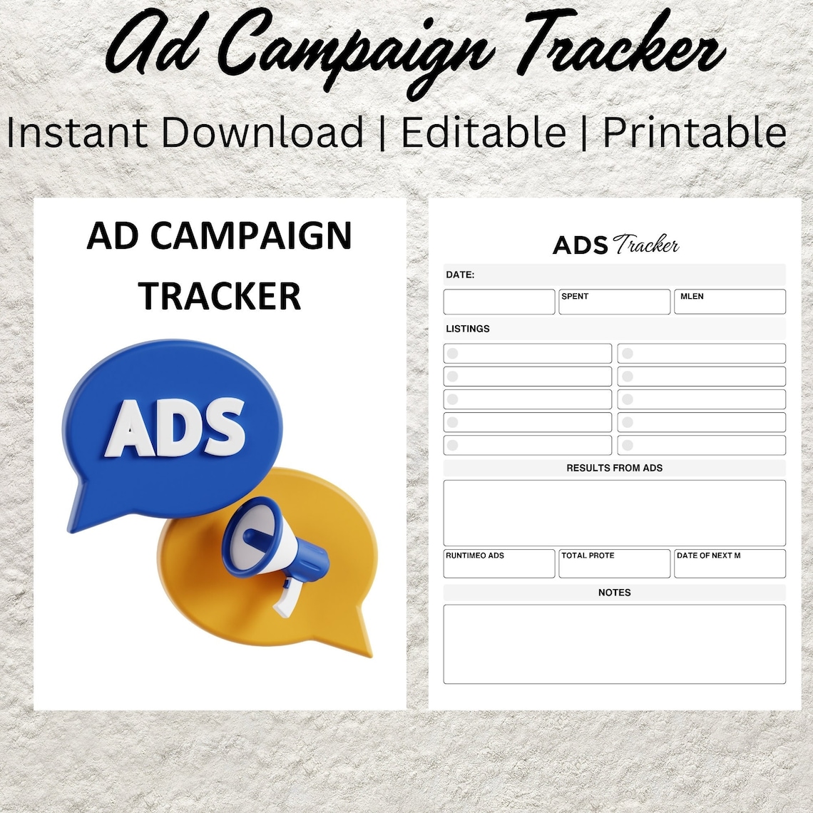 Ad Campaign Tracker Template Printable Ad Tracker Business Advertising ...