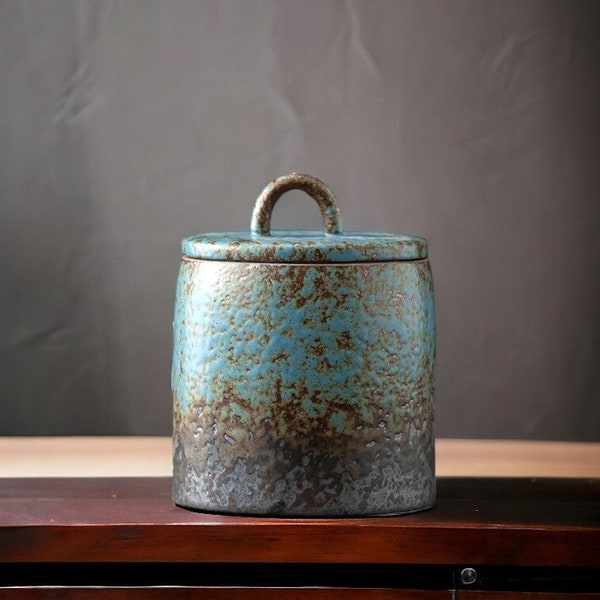 Contenitore per tè e caffè in ceramica / Arredamento domestico asiatico unico / Conservazione delle foglie di tè a prova di umidità / Contenitore giapponese per caffè/tè / Fatto a mano