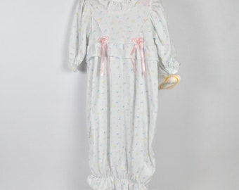 Vintage | NWT Little Me 80s Infant Lace Collared Gown White Floral One Size