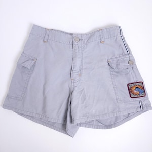 Vintage Pooh Cargo Shorts Y2K Gray Eeyore Patch Ripstop Disney Kids 7-8