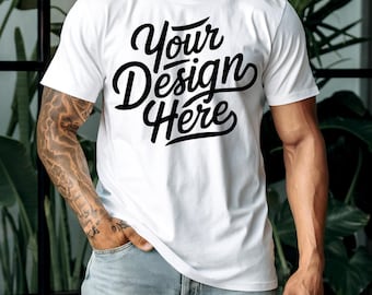 White Bella Canvas 3001 Mockup, T-shirt Mockup, 3001 Bella Canvas, Shirt Model Mockup, T-Shirt Mockup, White Mens Bella Canvas TShirt Mockup