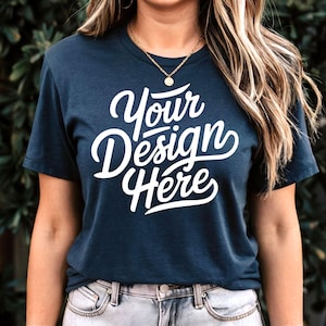 Navy Blue Bella Canvas 3001 Mockup, BC 3001 T-shirt Mockup, 3001 Navy Blue Shirt Model Mockup, Navy Blue Tee Mockup, Navy shirt Mockup