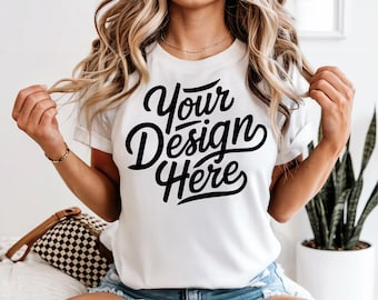 White Comfort Colors 1717 Mockup, White T-shirt Mockup, Comfort Colors 1717 POD Model Mockup, White Comfort Colors T-Shirt Mockup, JPEG