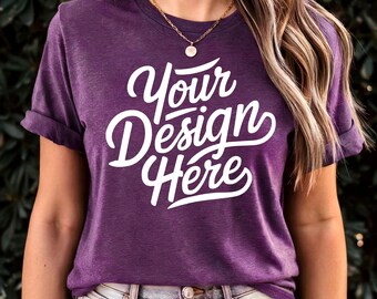 Purple Canvas 3001 Mockup, Purple Tshirt Mockup, 3001 Purple Shirt Mockup Photo, Fall Model Mockup, Purple Tee Mockup, Purple T-Shirt Mockup
