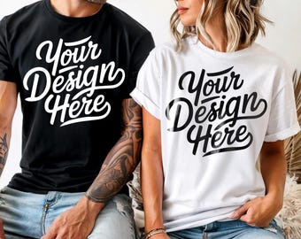 Bella Canvas 3001 Couples Shirt Mockup, Man and Woman T-shirt Mockup, 3001 Bella Canvas, Model T-Shirt Mockup, Couples Bella Canvas Mockup