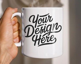 Coffee Mug Mockup, 11oz White Coffee Mug, Printify Mug Mockup, Boho Lifestyle Mockup, POD Mug Mockup, Printful Mug Mockup, High Resolution