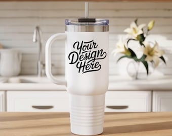 40oz Printify Insulated Tumbler Mockup, White Tumbler Mockup, Custom Tumbler Aesthetic Mockup Print on Demand POD Printify Tumbler Mock JPG
