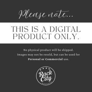 Puede incluir: Un anuncio de producto digital con el texto "Please note... THIS IS A DIGITAL PRODUCT ONLY." La imagen est&aacute; sobre un fondo gris oscuro con una franja horizontal blanca. El logotipo de Rack City Mockups est&aacute; en la parte inferior.