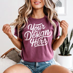 Berry Comfort Colors 1717 Mockup, Berry T-shirt Mockup, Berry Comfort Colors 1717 Live Model Mockup, Berry Shirt Mockup Comfort Colors1717