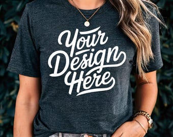 Dark Grey Heather Bella Canvas 3001 Mockup, T-shirt Mockup, 3001 Dark Gray Shirt Model Mockup, Gray Shirt Mockup, Dark Grey Heather Mockup