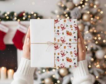 Holiday Wrapping Paper Mockup, Christmas Wrapping Paper Gift Wrap Mockup, Winter Present Paper Mock up, Wrapping Paper Canva and PSD Mockup