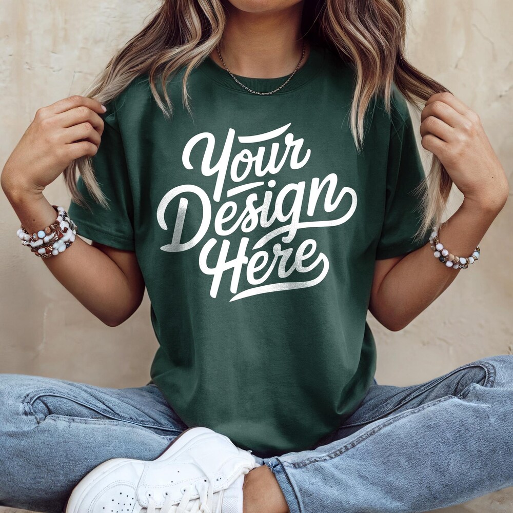 T-Shirt Mockup, Shirt Model Mockup T-Shirt Mockup, 3001 Bella Canvas, Bella Canvas Forest Green,Forest Green Bella Canvas 3001 Shirt Mockup Tshirtvibes