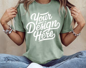 Maqueta de camiseta Sage Bella Canvas 3001, maqueta de camiseta, Bella Canvas 3001, maqueta de modelo de camiseta, maqueta de camiseta, camiseta Sage Bella Canvas