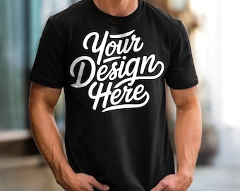 Black Comfort Colors C1717 T-Shirt Mockup, T-shirt Mockup, Men's Black Shirt Mockup, Comfort Colors Black TShirt Mockup, Male Model Mockup