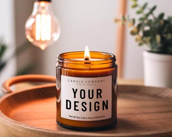 Amber Candle Mockup, Custom Candle Mockup, POD Candle Template, Soy Candle Mockup, Printify Candle Mockup, Mockup for Candles, Candle Mockup