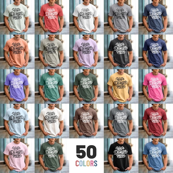 Comfort Colors 1717 Mockup Bundle: 50 Colors, Men's T-Shirt (Digital Download)