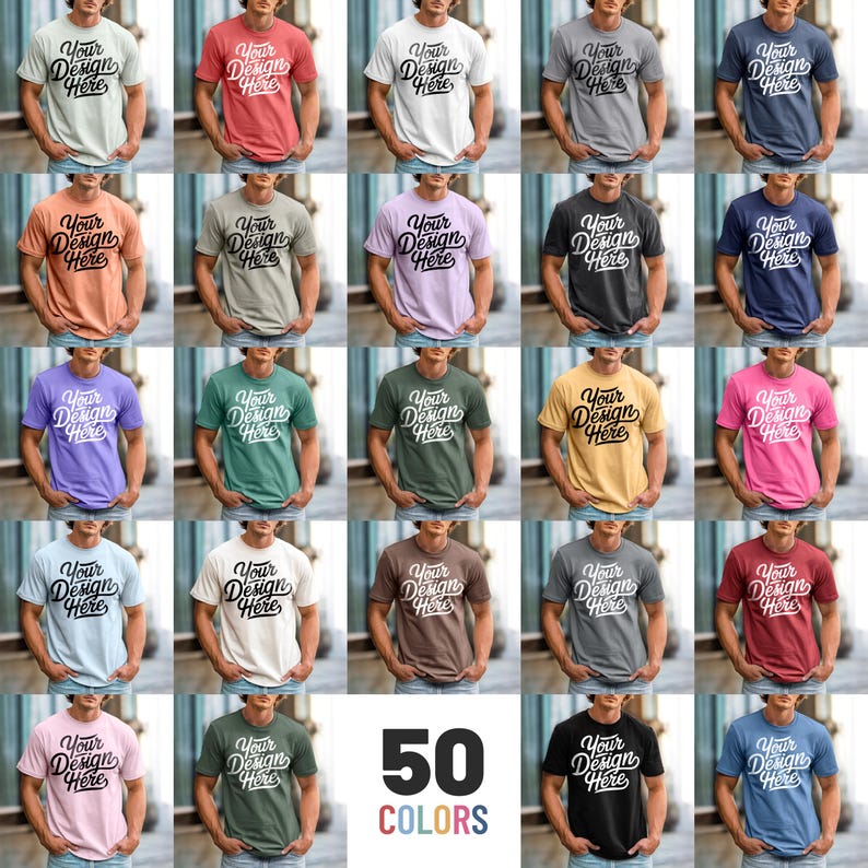 50 Colors Men's Comfort Colors 1717 Mockups, TShirt Mockup Bundle, 1717 Comfort Colors Bundle, POD Mockup, Male Modern T-Shirt Mockup Bundle
