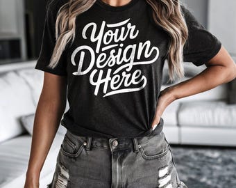 Black Bella Canvas 3001 T-Shirt Mockup - Bella Canvas Black Shirt Mockup - Black Shirt Mockup - Shirt Mockup - Black Tee Mockup - Dark Shirt