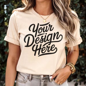 Mockup Natural Bella Canvas 3001, Mockup T-shirt, 3001 Bella Canvas, Mockup modello maglietta, Mockup T-shirt, Mockup T-shirt Natural Bella Canvas
