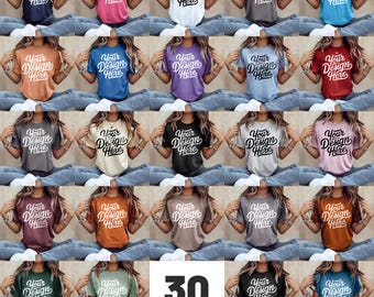 30 Colors Bella Canvas 3001 T-Shirt Mockup Bundle (Digital Download)