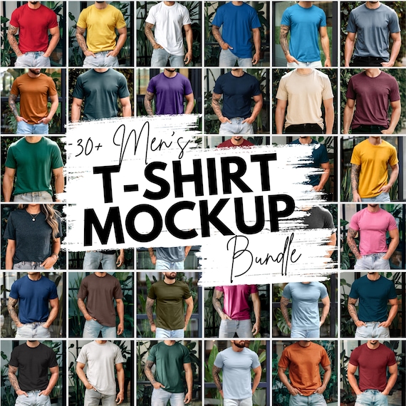 Men's 30+ Colors Bella Canvas 3001 Mockups, T-shirt Mockup Bundle, 3001 Bella Canvas Bundle, Model Shirt Mockup, Male T-Shirt Mockup Bundle