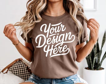 Espresso Comfort Colors 1717 Mockup, Espresso T-shirt Mockup, Espresso Comfort Colors 1717 Model Mockup, POD Comfort Colors Espresso 1717