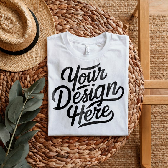 Bella Canvas 3001 White T-Shirt Mockup, Tshirt Mockup Bundle, Folded Shirt Mockup, White T-Shirt Mockup, Bella Canvas T-Shirt Blank Template