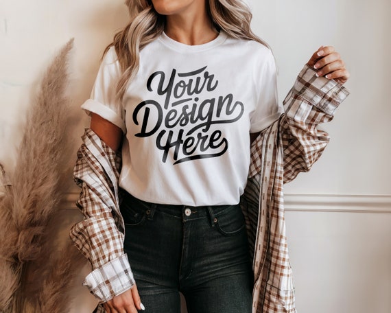 White Bella Canvas Mockup, Female T-Shirt Mockup, 3001 Bella Canvas, Women Model Mockup, T-Shirt Mockup, Bella Canvas T-Shirt Shirt Mockup