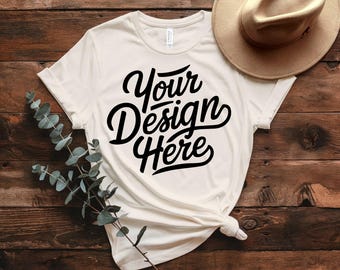 Natural Bella Canvas 3001 Shirt Mockup, T-shirt Mockup Bundle, 3001 Bella Canvas Bundle, Flatlay Natural Shirt Mockup, T-Shirt Mockup Bundle