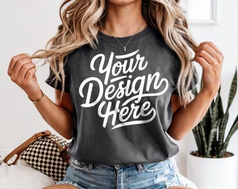 Maqueta de Pepper Comfort Colors 1717, Maqueta de camiseta Pepper, Maqueta de modelo Pepper Comfort Colors, Maqueta de camisa Pepper, POD Comfort Colors 1717