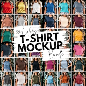30+ colori Bella Canvas 3001 Mockups, T-shirt Mockup Bundle, 3001 Bella Canvas Bundle, Maglietta Mockup, Miglior Boho T-Shirt Mockup Bundle