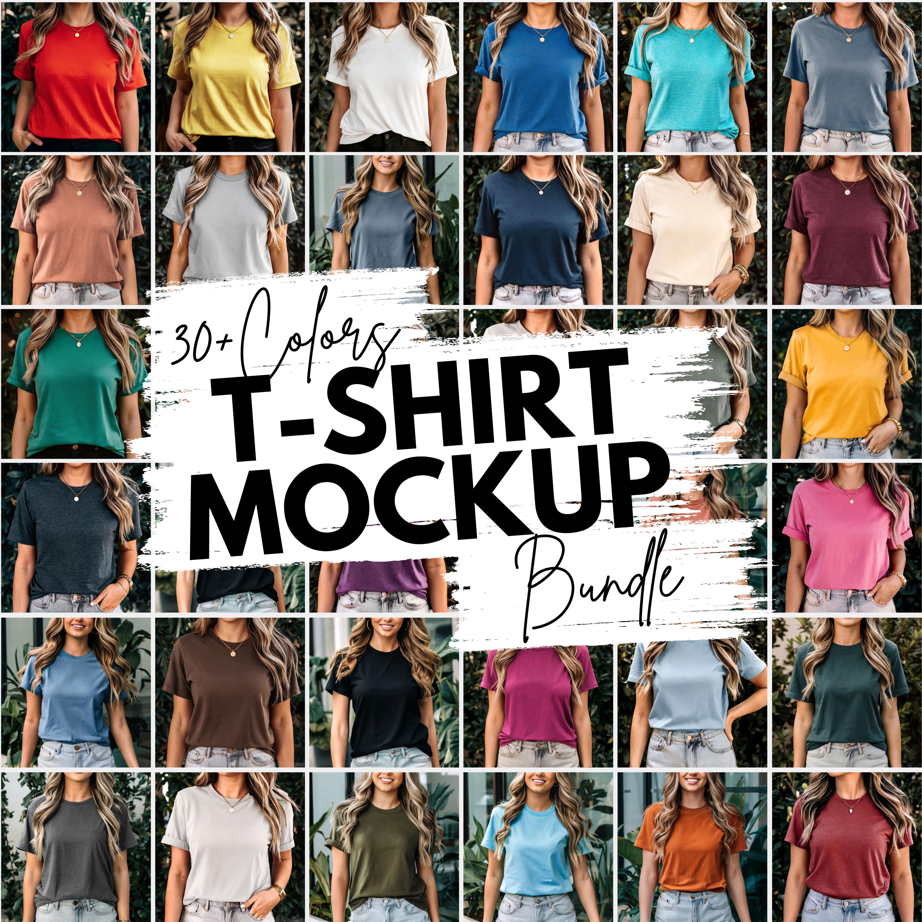 30+ Colors Bella Canvas 3001 Mockups, T-shirt Mockup Bundle, 3001 Bella Canvas Bundle, Model Shirt Mockup, Best Boho T-Shirt Mockup Bundle