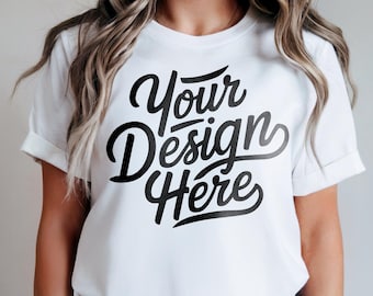 White Bella Canvas 3001 Mockup, T-shirt Mockup, 3001 Bella Canvas, Shirt Model Mockup, TShirt Mockup, Bella Canvas T-Shirt, POD Shirt Mockup