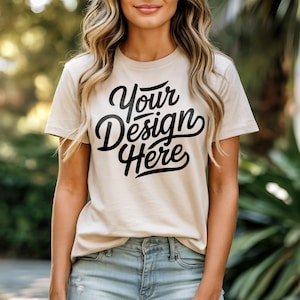Natural Bella Canvas 3001 T-Shirt Mockup, 3001 Bella Canvas, Aesthetic Shirt Model Mockup, T-Shirt Mockup, Natural Bella Canvas Shirt Mockup