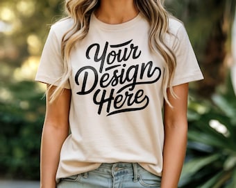 Natural Bella Canvas 3001 T-Shirt Mockup, 3001 Bella Canvas, Aesthetic Shirt Model Mockup, T-Shirt Mockup, Natural Bella Canvas Shirt Mockup
