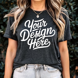 Dark Gray Bella Canvas 3001 Mockup, T-shirt Mockup, Shirt Model Mockup T-Shirt Mockup, Bella Canvas T-Shirt, Dark Gray Heather Shirt Mockup