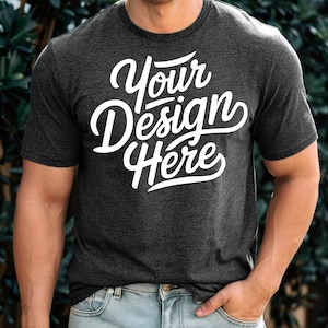 Donkergrijs gemêleerd Bella Canvas 3001-shirtmodel, heren-T-shirtmodel, 3001 Bella Canvas-shirtmodel, donkergrijs heren-T-shirtmodel