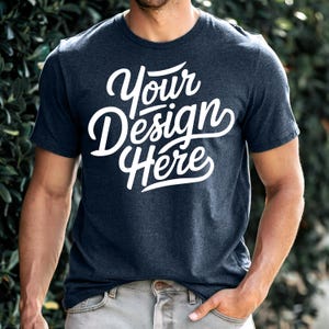 Men&#39;s Navy Blue Bella Canvas 3001 Mockup, BC 3001 T-shirt Mockup, 3001 Navy Blue Shirt Model Mockup, Navy Blue Tee Mockup, Navy shirt Mockup