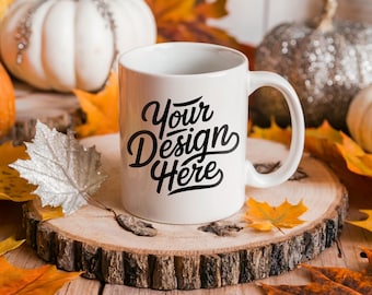 Fall Mug Mockup, 11oz White Coffee Mug, Aesthetic Mug Mockup, Boho Lifestyle Mockup, POD Mug Mockup, Best Mug Mockup, Fall Coffee Mug Mockup