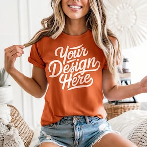 Burnt Orange Bella Canvas 3001 T-Shirt Mockup, 3001 Bella Canvas, Shirt Model Mockup TShirt Mockup, Bella Canvas T-Shirt Burnt Orange Mockup