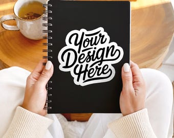 Notebook Sticker Mockup, Book Cover Mockup, Printify Die Cut Sticker Mockup, Notebook Sticker Mockup, Custom POD Journal Sticker Template