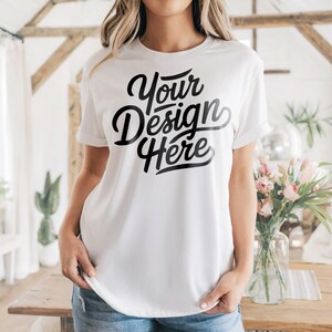 Bella Canvas 3001 White Shirt Mockup, T-shirt Mockup, 3001 Bella Canvas, Shirt Model Mockup T-Shirt Mockup, Bella Canvas White TShirt Mockup